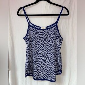 Collective Concepts Blue Patterned Thin Strap Tank Top Size M